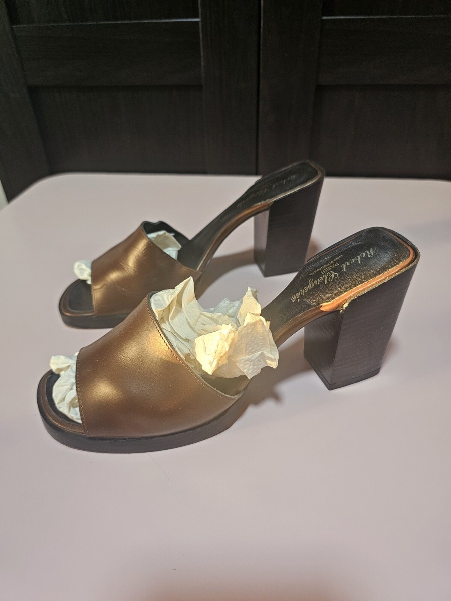 Robert Clergerie Bronze Leather Slide Heels Size 8 B | eBay display picture 1