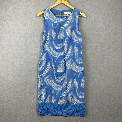 Sportscraft Signature Dress Womens 8 Blue White Abstract Linen Lined  Crochet | eBay Australia