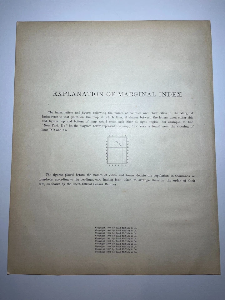 Mapa XL de Turquía en Asia 1895/1902 fm 1910 Rand McNally Atlas VER DESCRIPCIÓN Foto 3 de 3