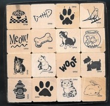 PETS LITTLE SOMETHINGS SET 16 Cat Dog Paws PERSONAL STAMP EXCHANGE RUBBER PSX