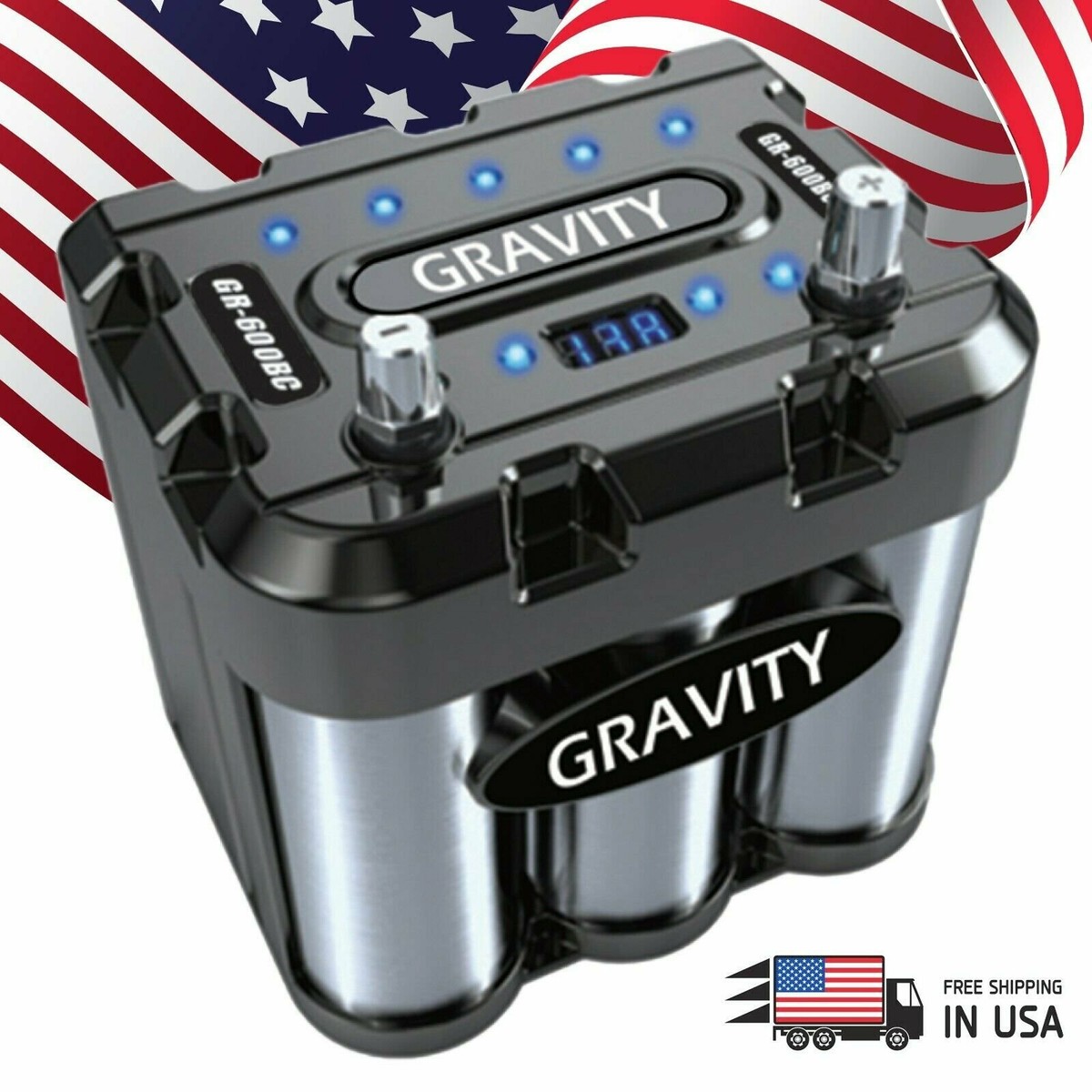 Gravity Audio 600BC 600A Car Battery Capacitor WITH LED & Black