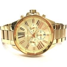 MICHAEL KORS LADIES MK5711 YELLOW GOLD STEEL BRACELET GOLD FACE CHRONO WATCH