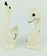 Vintage Pair Ceramic Porcelain Ducks Geese White California Pottery Figurines