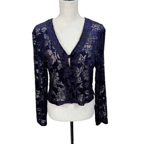 Vintage Nina Piccalino Purple Velvet Midi Sheath Dress Size 14 Burnout Jacket - Picture 5 of 14