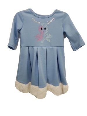 Disney Toddler Girls Frozen 2 Magical Journey Elsa Long Sleeve Blue Dress 3T