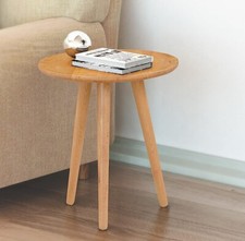 Small Side Table, Solid Oak Wooden Round Table, Lamp Table, Telephone Table