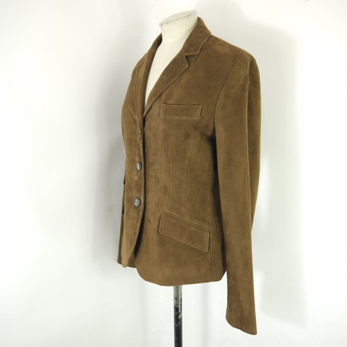 Ralph Lauren giacca scamosciata marrone vintage blazer pelle di capra taglia 10/UK 14 - Foto 4 di 8