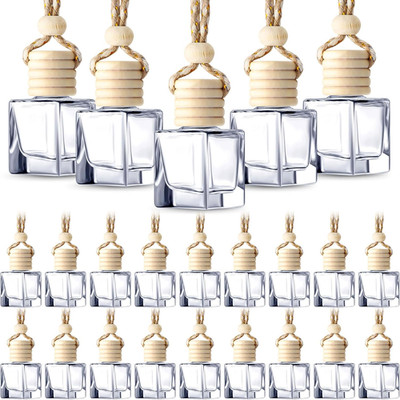 50 Pcs Hanging Car Air Freshener Car Diffuser Bottles Empty Glass Perfume Bottle