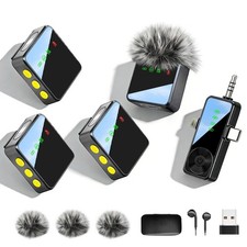 Wireless Lavalier Microphone 328FT Range 40H Battery Noise Reduction Black Mini