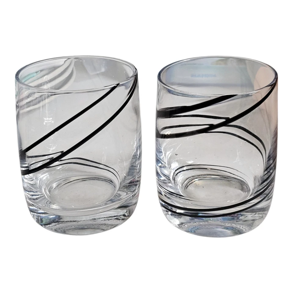 Luigi Bormioli Handblown Black Swirl Double Old Fashioned Rocks Glasses conjunto de 2 - Imagem 3 de 4