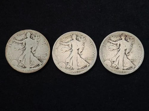 1918 P-D-S Walking Liberty Silver Half Dollars NICE!