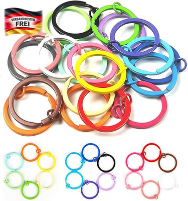 Bunte Metall Schlüsselringe 25mm für Schlüssel, Schmuck und Basteln Set 40 St.