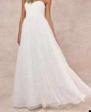 Lulu’s Blissful Forever White Tulle Strapless Maxi Wedding Dress, M, NWT