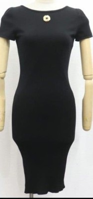 CHANEL Kleid Größe 34 Stretchig Coco Mark Logo Plate Top Zustand
