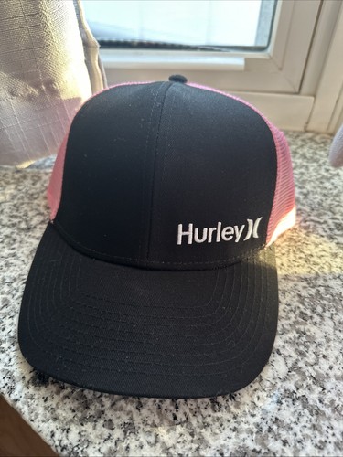 Hurley Hat Cap Womens Black Pink Trucker Snapback Mesh Spell Out Ladies