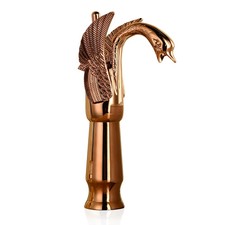 Rose Gold Single Hole Bathroom vessel Sink swan tall Faucet Mixer Tap deck mount