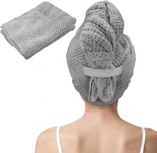 Large Microfiber Hair Towel for Women, Super Soft Absorbent Quick Dry Hair Towel