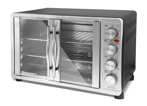Elite Gourmet ETO4510B Double Door Oven Rotisserie Convection Countertop