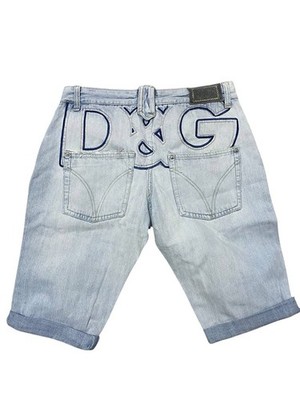 D&G Dolce & Gabbana Vintage Denim Jorts Shorts Size 52 Big Logo Light Blue Men