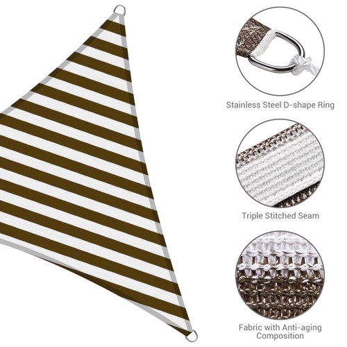 3 piedi 97% blocco UV triangolo parasole vela baldacchino decorazione patio esterno caffè + bianco - Foto 4 di 12