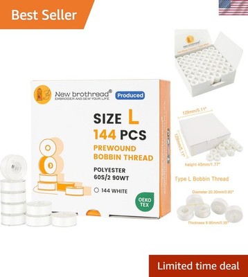 144pcs Type L SA155 Size White Prewound Bobbin Thread Plastic Side for Commer...