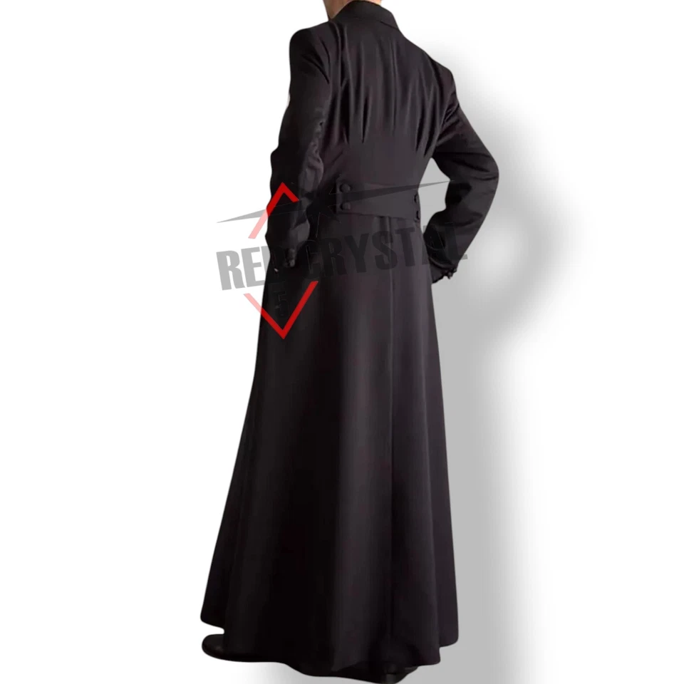 Nuevo Abrigo de Lana Gótico Para Hombre Doble Pecho Largo Trench Jacket Envío Rápido Foto 4 de 4