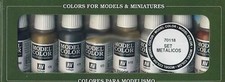 Vallejo Paint 17ml Bottle Metallics Model Color Paint Set 8 Colors 