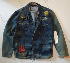 Coole Ring Of Fire Jeans-Jacke Los Angeles Herren Größe XL Viele Sticker neu!
