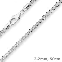 3,2Mm Zopfkette Silberkette Collier Halskette Aus 925 Silber 50Cm