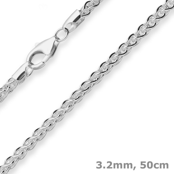 3,2Mm Zopfkette Silberkette Collier Halskette Aus 925 Silber 50Cm-image