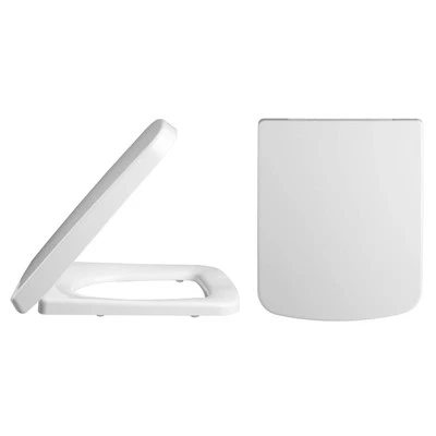 NUIE Standard Square Top Fix Soft Close Toilet Seat - Squared Edge - White - NCH196
