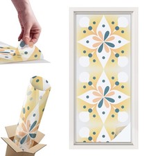 Frosted Privacy Window Film Privacy Floral Symmetry Geometry Yellow