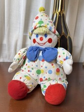 Vintage Eden Musical Clown Plush Toy Polka Dot Stuffed Doll Wind-Up Baby Toy
