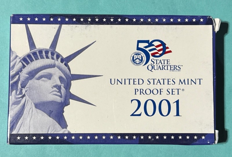 2001 S United States Mint 10 Coin  Proof Set Original Box With COA