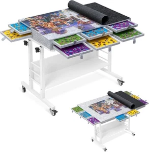 2000 Piece Foldable Felt Jigsaw Puzzle Board with Height Adjustment, Puzzle Tabl