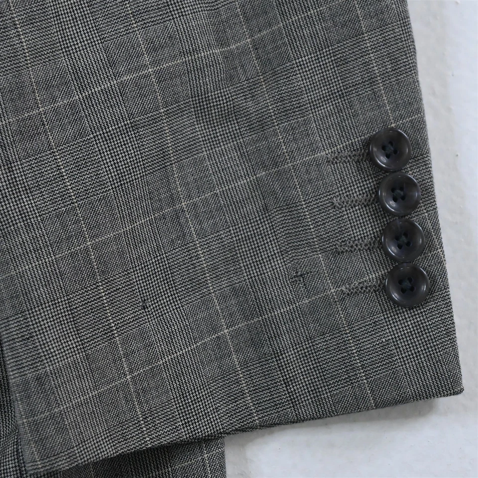 Bachrach 48R 40x30 Gris Cuadros Glenn 100% Lana Hombres Chaqueta Pantalones Traje Foto 3 de 4