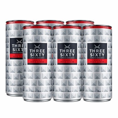 Three Sixty Vodka Energy Zero Sugar 6x 330ml  Ready to Drink mit Vodka, 10% Vol