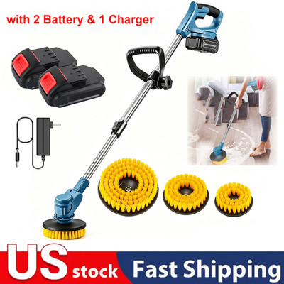 5000RPM Electric Spin Scrubber with Two Batteries Cordless Tile Floor Scrubber
