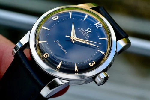 MEN'S OMEGA SEAMASTER AUTO 501 SUPERB GLOSS BLACK DIAL ST/ST 1956 VINTAGE