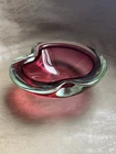 Vintage Murano Art Glass Geod Bowl Ashtray Red Cranberry Pink