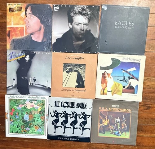Vintage 1970s-80s Classic Rock Vinyl LP Lot Albums Eagles Clapton Bad Company VG