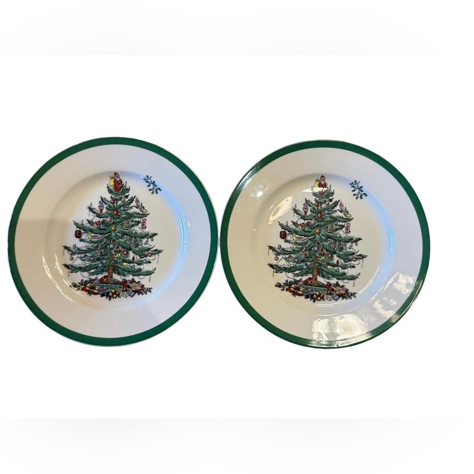 Spode Christmas Tree 8 Inch Salad Plates Set of 2 Holiday Dinnerware