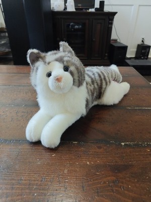 Douglas Cuddle Toys Smokey Gray Cat Tabby Striped Plush 15  Realistic Soft Toy 