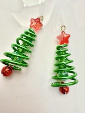 2pc Cute Christmas Tree Pendants For Jewelry Making, Red  Green Holiday Charms