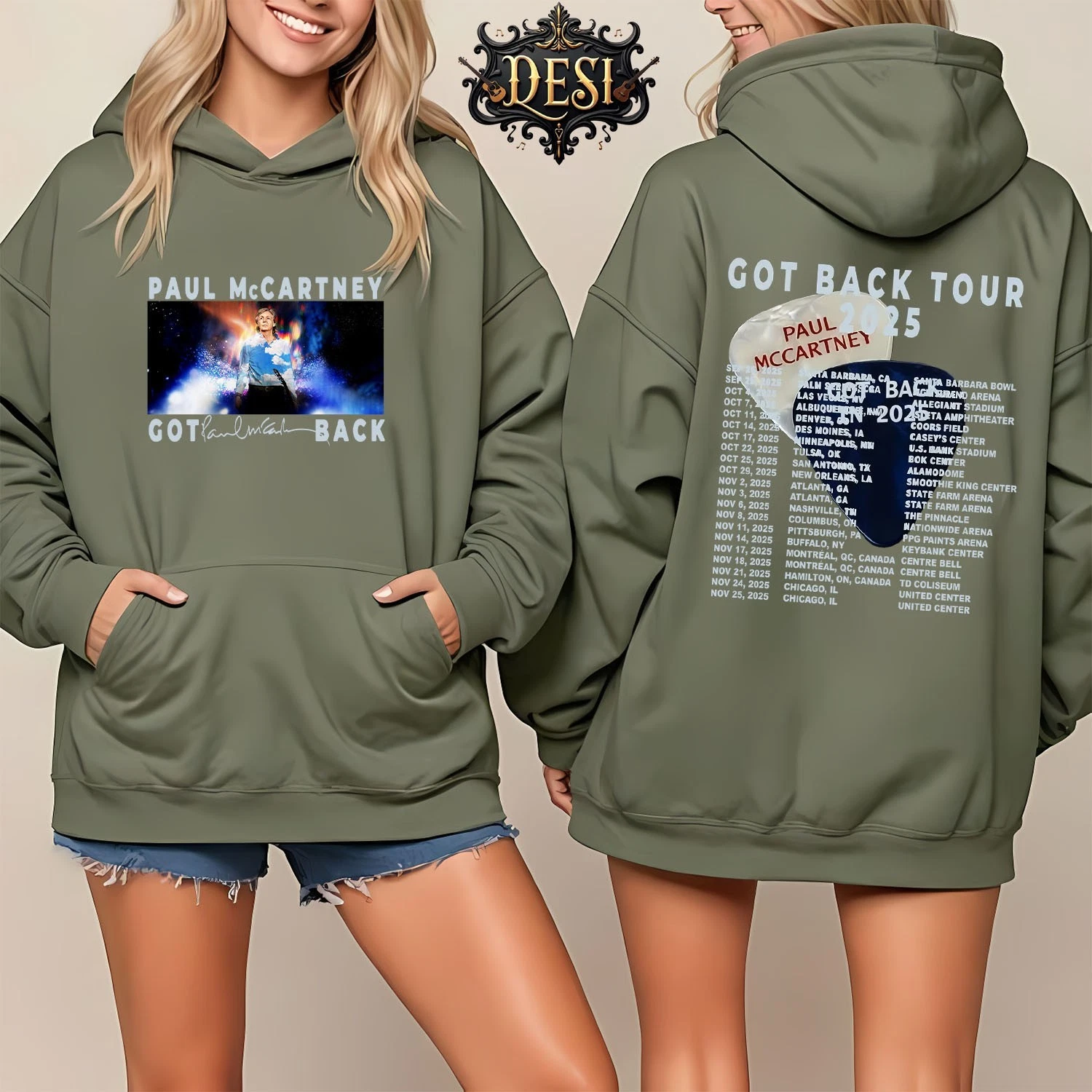 P mccartney Got Back Tour Dates 2025 Inspired Unisex Hoodie