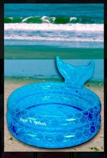"Piscina infantil inflable sirena 35"", pozo de arena/bolas, 20 galones, AZUL, 3+ años"