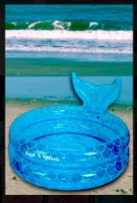 35” Inflatable Mermaid Kids Paddling Pool, Sand/ball Pit,20 Gallon, BLUE, age 3+