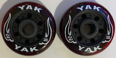 YAK USA Red/Black 100mm 85A Scooter Wheels - No Bearings Lot Of 2