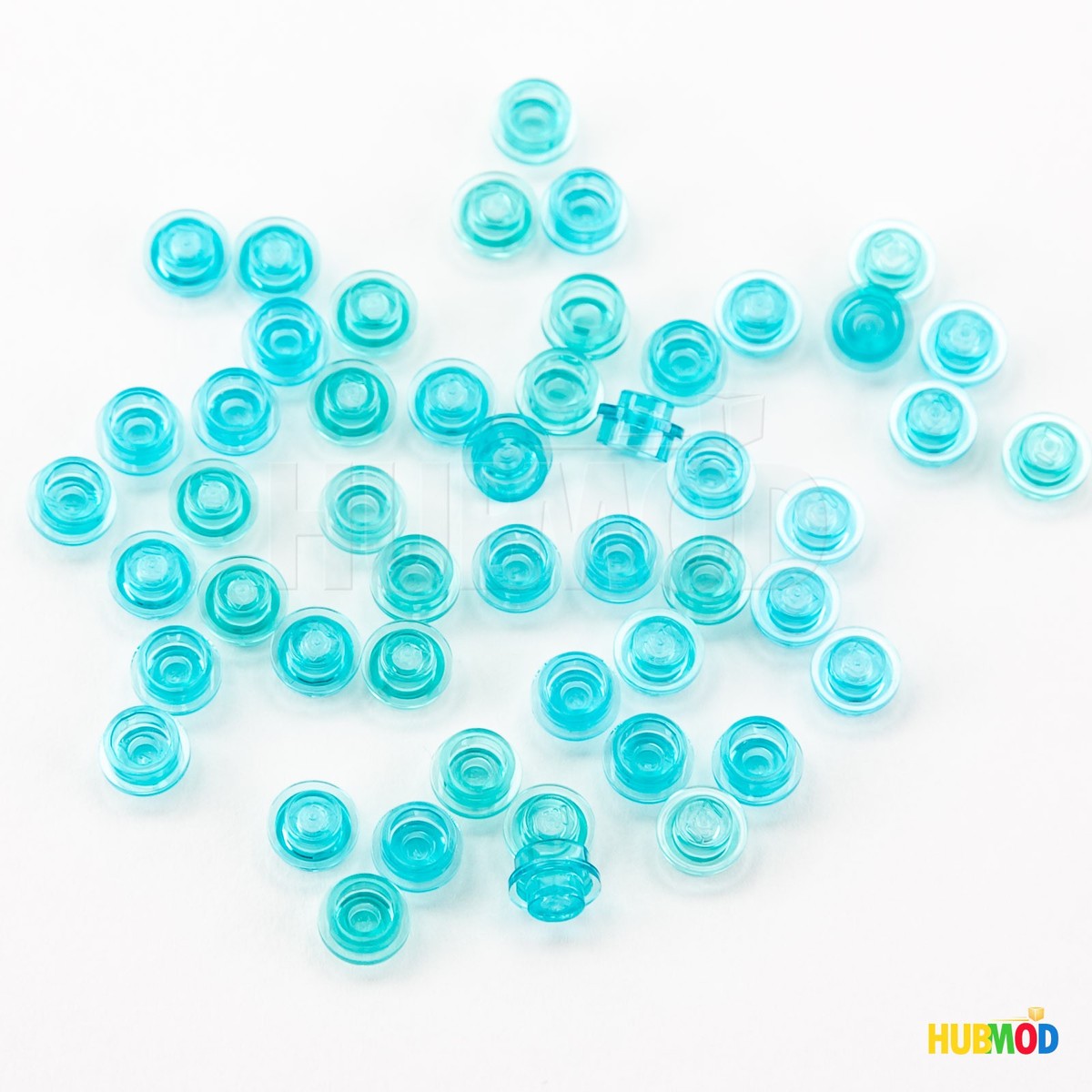 Lot of 50 LEGO Trans Light Blue 1x1 4073 Plates Round Mosaic Dots