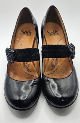 SOFFT Womens Black Leather Pumps with Elastic Band Size 7M